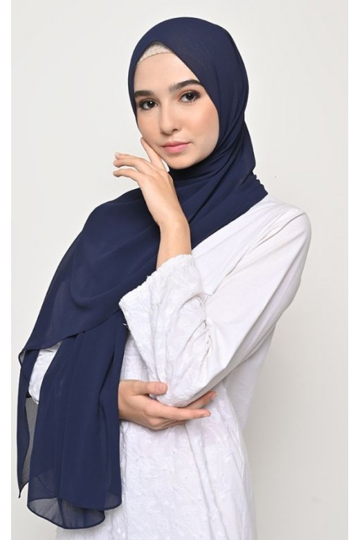 Pasmina Cerutti Baby Doll Jahit Tepi Navy
